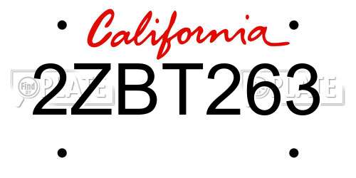 2ZBT263 California License Plate