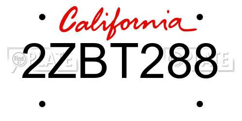 2ZBT288 California License Plate