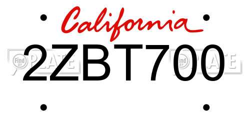 2ZBT700 California License Plate