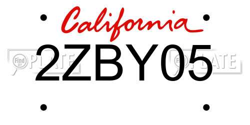 2ZBY05 California License Plate