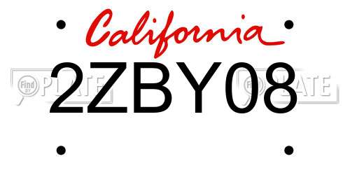2ZBY08 California License Plate