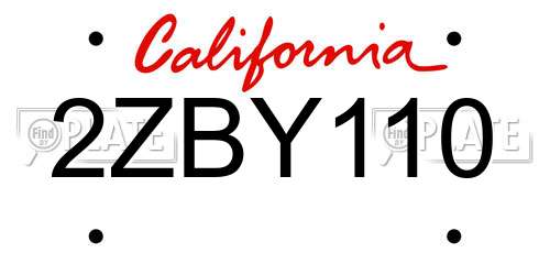 2ZBY110 California License Plate