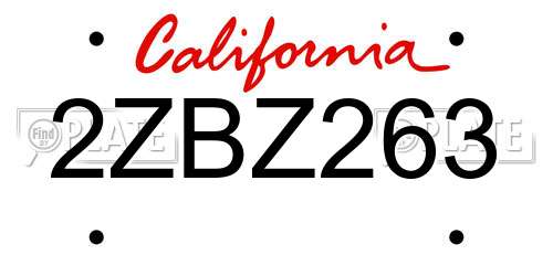 2ZBZ263 California License Plate