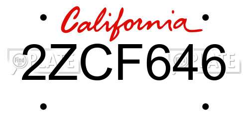 2ZCF646 California License Plate