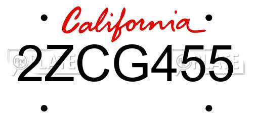 2ZCG455 California License Plate