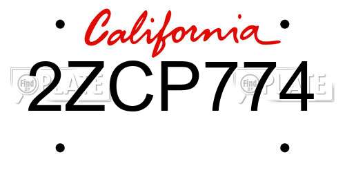2ZCP774 California License Plate
