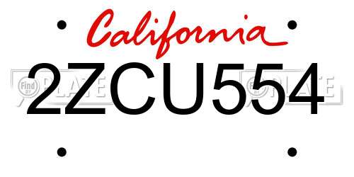 2ZCU554 California License Plate
