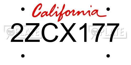 2ZCX177 California License Plate