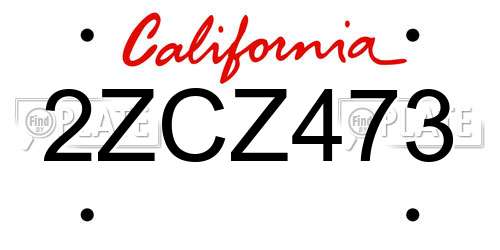 2ZCZ473 California License Plate