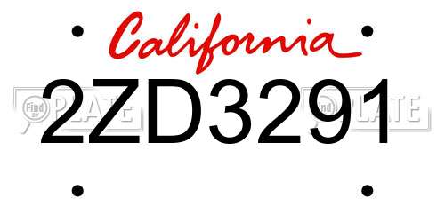 2ZD3291 California License Plate