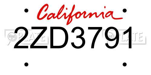 2ZD3791 California License Plate