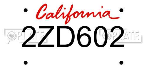 2ZD602 California License Plate