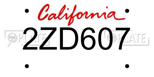 2ZD607 California License Plate