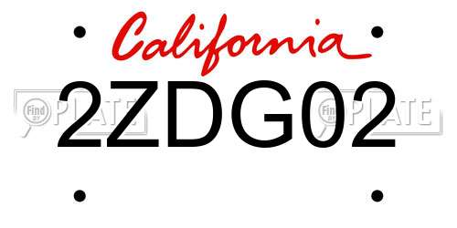 2ZDG02 California License Plate
