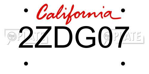 2ZDG07 California License Plate