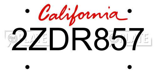 2ZDR857 California License Plate