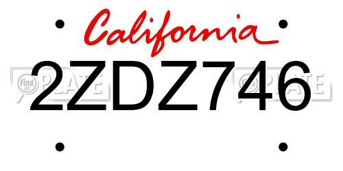 2ZDZ746 California License Plate