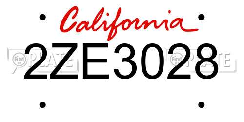 2ZE3028 California License Plate