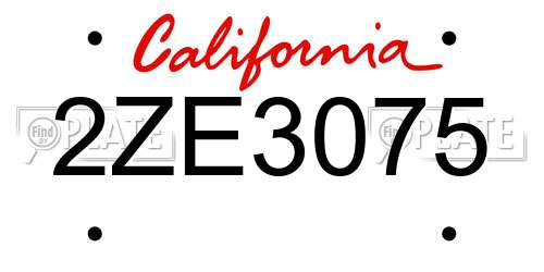 2ZE3075 California License Plate