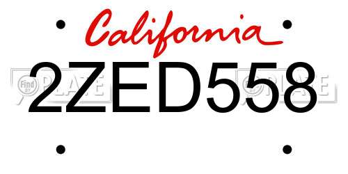 2ZED558 California License Plate