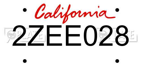 2ZEE028 California License Plate