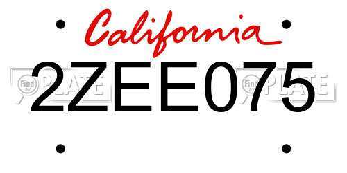 2ZEE075 California License Plate