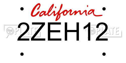 2ZEH12 California License Plate