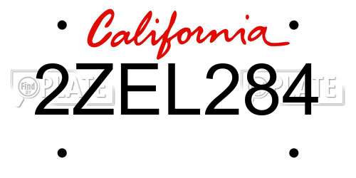 2ZEL284 California License Plate