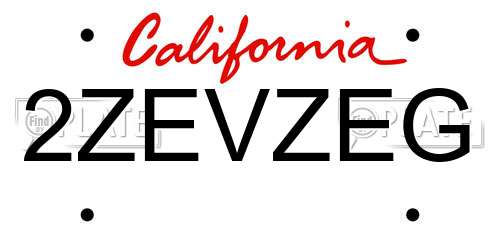 2ZEVZEG California License Plate