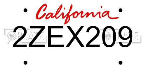 2ZEX209 California License Plate