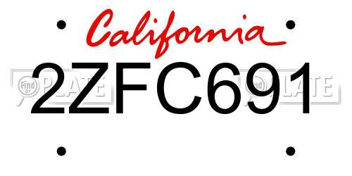 2ZFC691 California License Plate