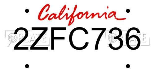 2ZFC736 California License Plate