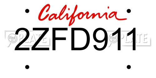 2ZFD911 California License Plate