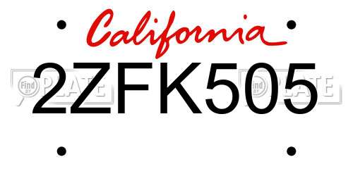 2ZFK505 California License Plate