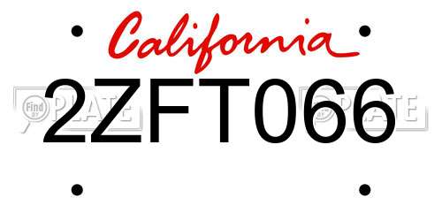 2ZFT066 California License Plate