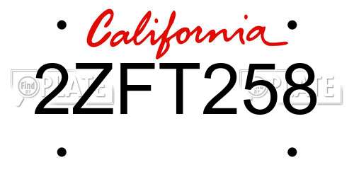 2ZFT258 California License Plate