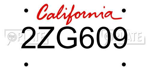 2ZG609 California License Plate