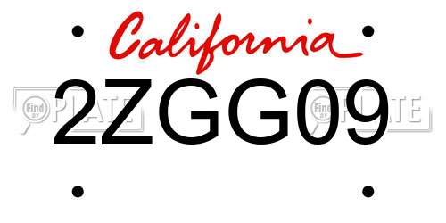 2ZGG09 California License Plate