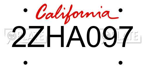 2ZHA097 California License Plate