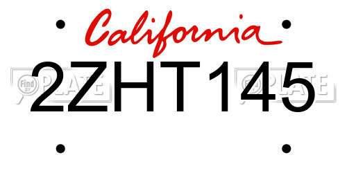 2ZHT145 California License Plate