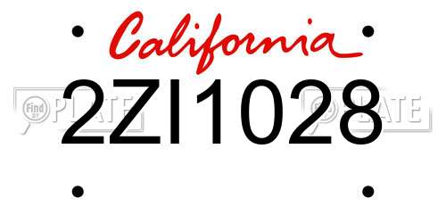 2ZI1028 California License Plate