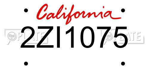 2ZI1075 California License Plate