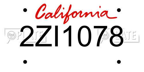 2ZI1078 California License Plate
