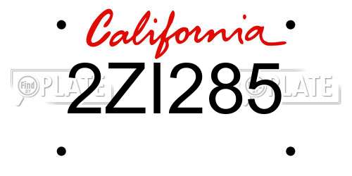 2ZI285 California License Plate