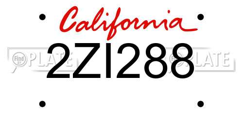 2ZI288 California License Plate