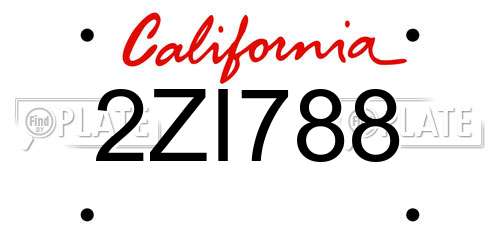 2ZI788 California License Plate