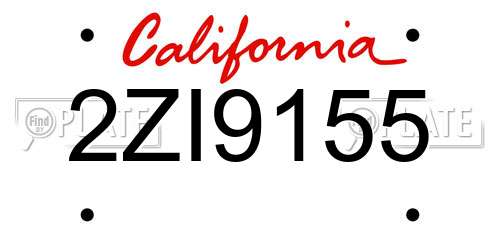 2ZI9155 California License Plate