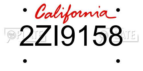 2ZI9158 California License Plate