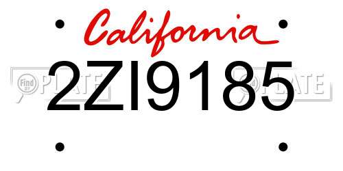 2ZI9185 California License Plate