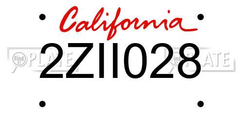 2ZII028 California License Plate